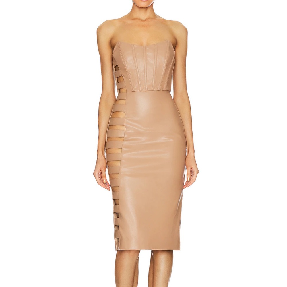 REVOLVE - Nude Leather Midi